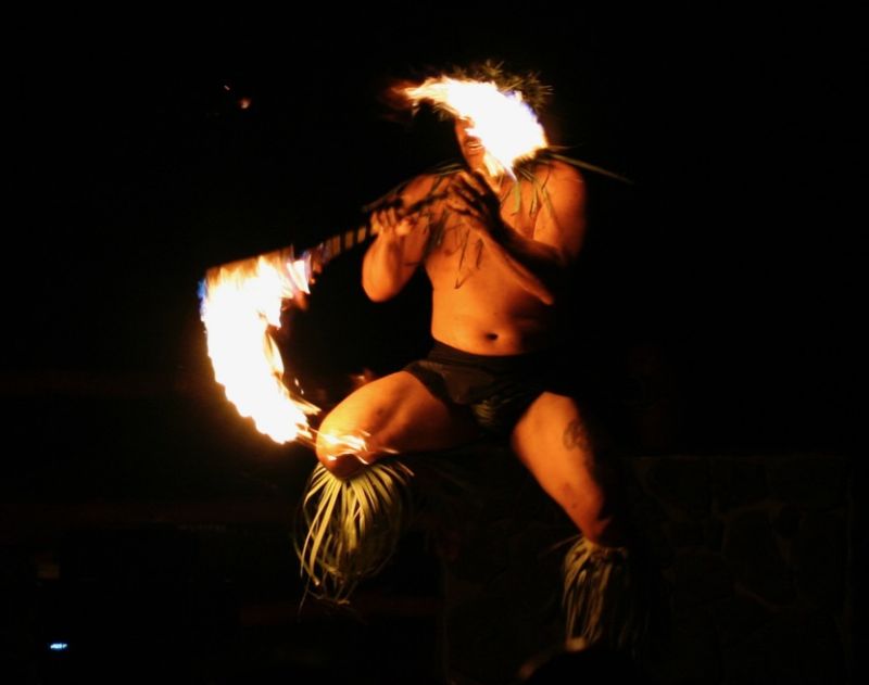 A fire dancer in luau, Maui, Hawaii