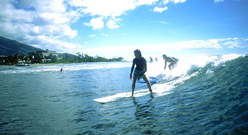Surfers near the Maui beach, Hawaii