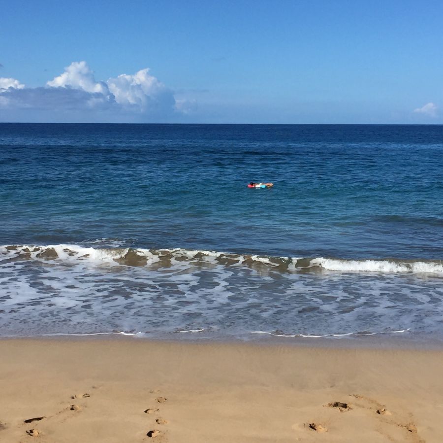 Hulopoe beach, Lanai, Hawaii - floating in the ocean