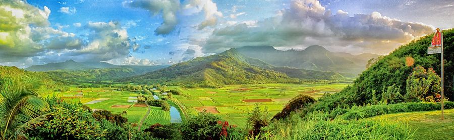 Panoramic view of Hanalei, Kauai, Hawaii - Aloha State