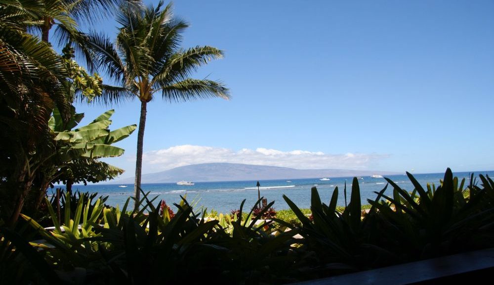 View from Lahaina on Lanai Isle, Maui, Hawaii
