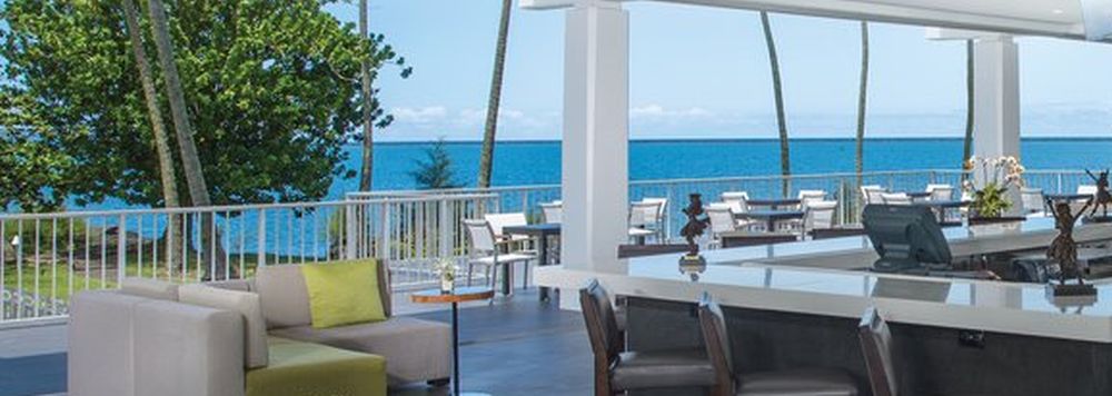 The grand hall with ocean view in Grand Naniloa Hotel Hilo