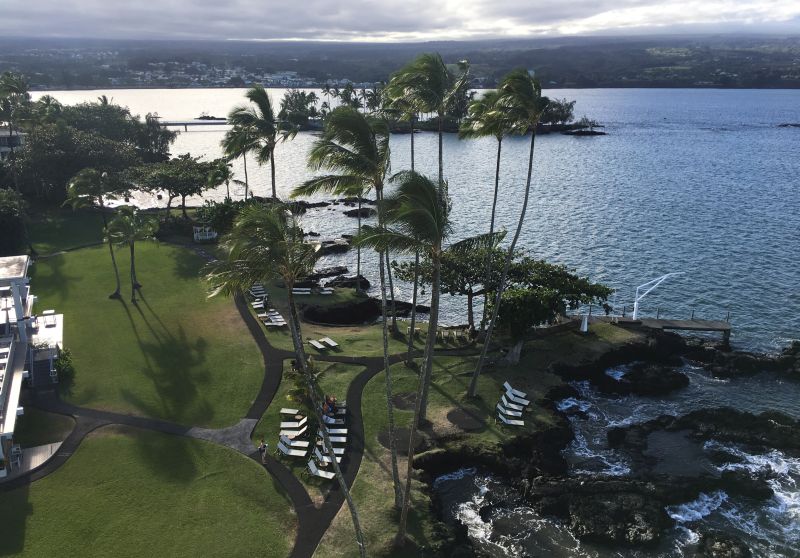 View from our balcony in Grand Naniloa Hotel; Hilo, the Big Island