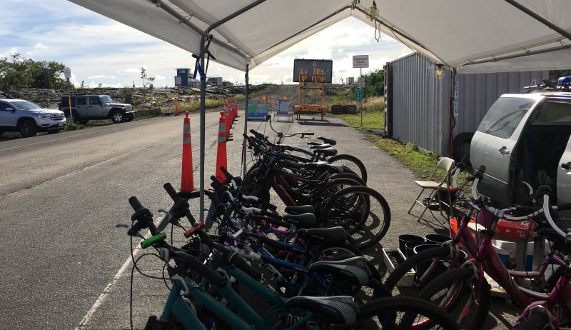 Last bike rental before the start of unpaved road to active lava flows in Kalapana