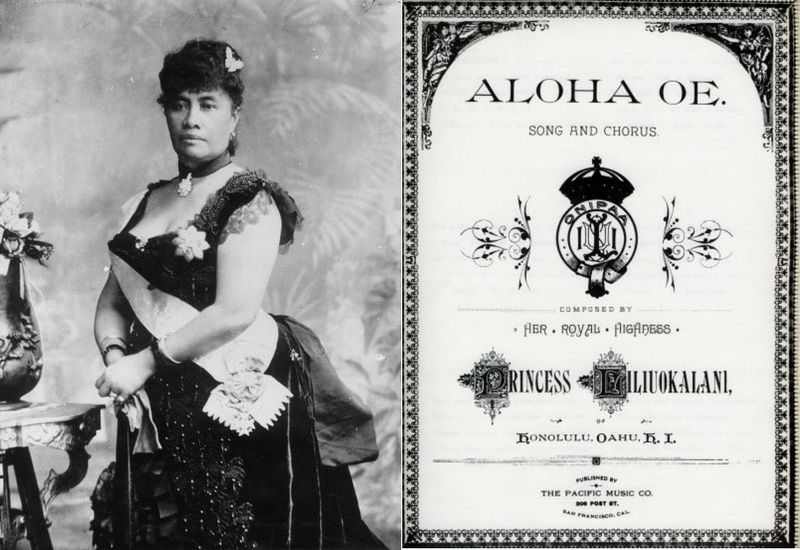 Portrait of Queen Liliuokalani and "Aloha 'Oe" cover