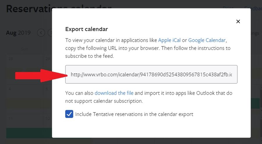 Step 3: Select and copy the export link