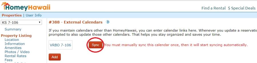Export VRBO Calendar Step 6: Manually run the first calendar export