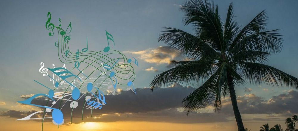 Musical notes on the Hawaiian background