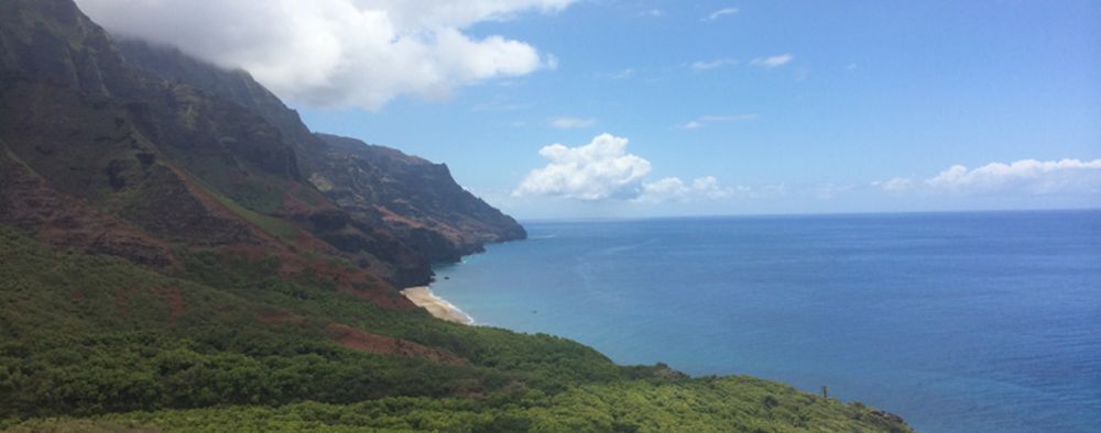 View of Kalalau Beach from the Kalalau trail - Na Pali Coast, Kauai