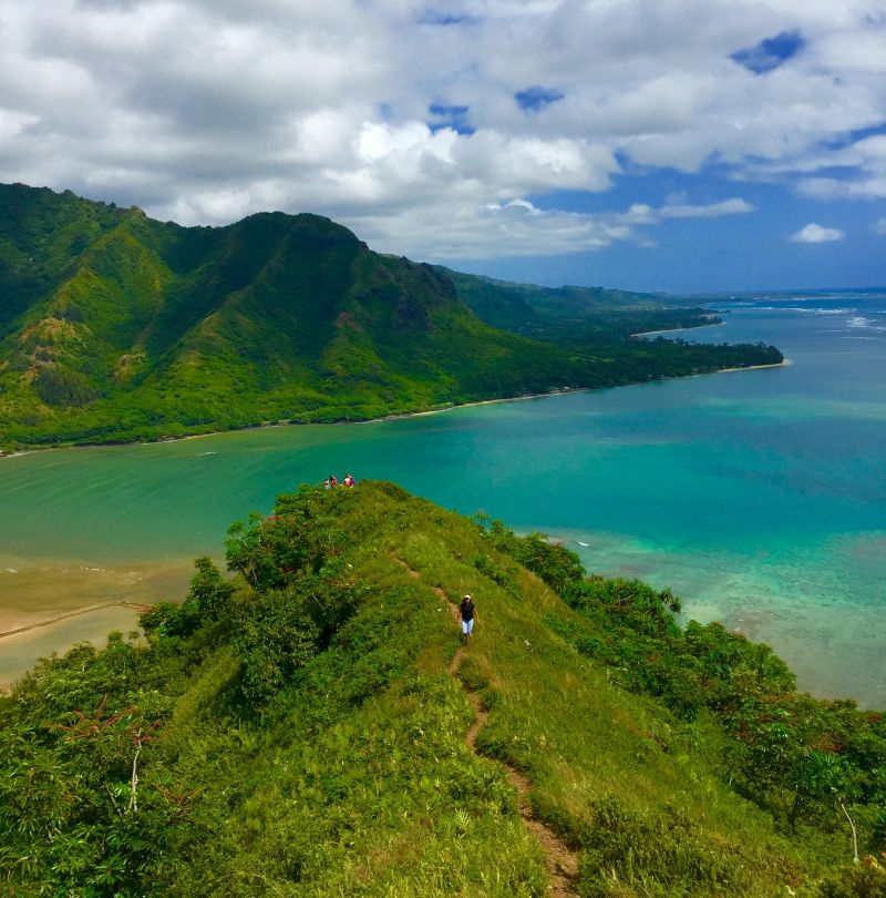 Halfway stop was a flat area with a nice view of Huilua Pond, Kahana Bay, Mahie Point and Laie