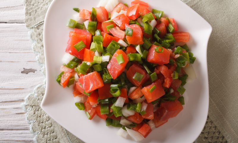 Hawaiian lomi lomi salmon salad