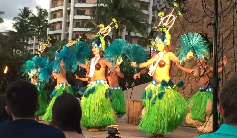 Dancers at a Hawaiian luau