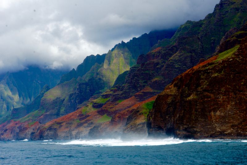 View of Na Pali Coast from Holo Holo Charters catamaran