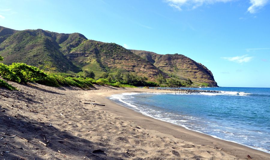 A beach at Halawa Bay at the east end of Molokai