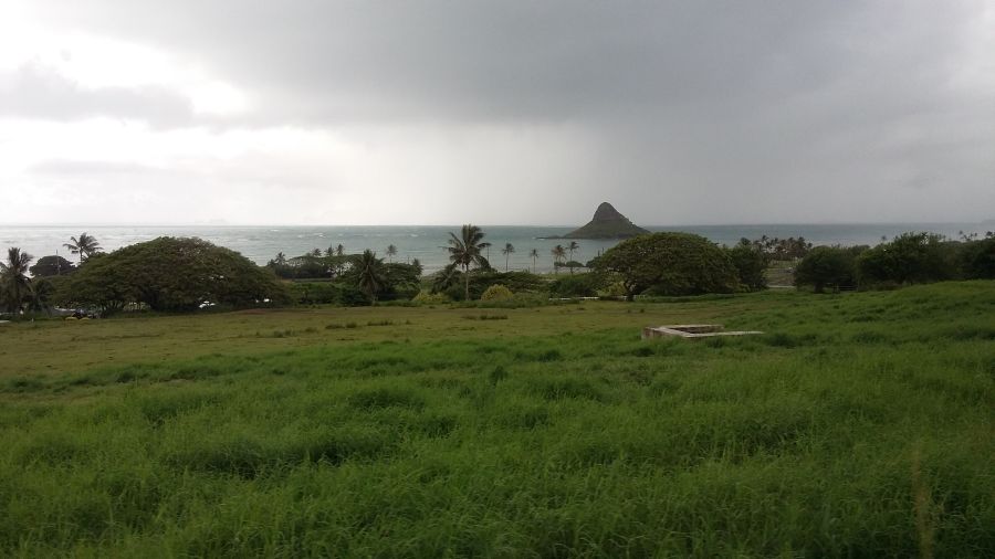 Fish Pond - the windswept seafront of Kualoa Ranch in Oahu