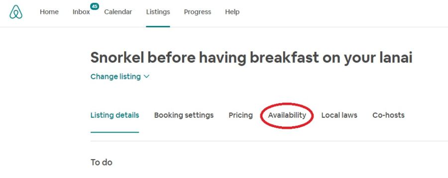 Export Airbnb calendar Step 2: Click Availability link