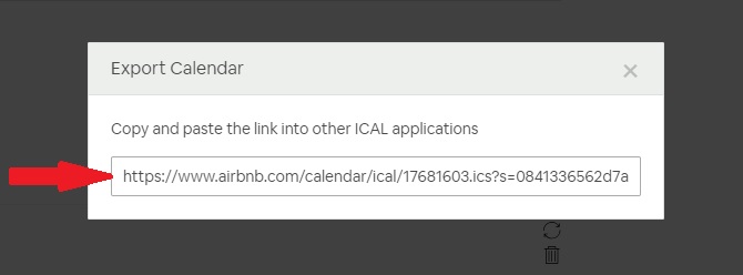 Export Airbnb calendar Step 4: Select and copy the export link