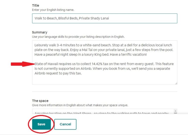Collect Hawaii tax on Airbnb: inform about separate tax collection