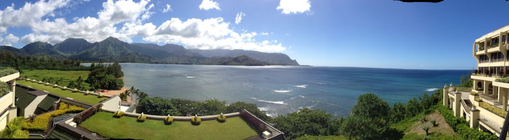 The Descendants Filming Locations: View fro St. Regis Princeville Resort, where the actors stayed during filming.