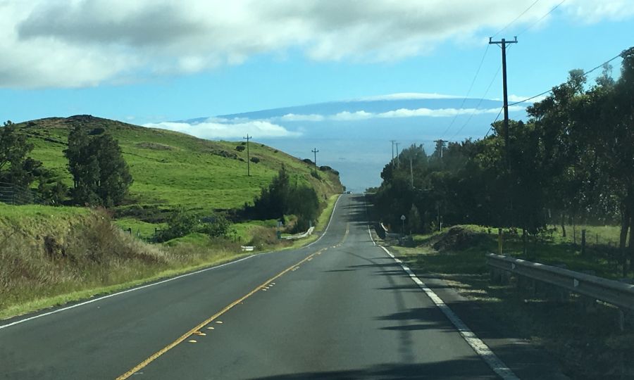 On the way to Merriman's Waimea Restaurant, view on Mauna Kea