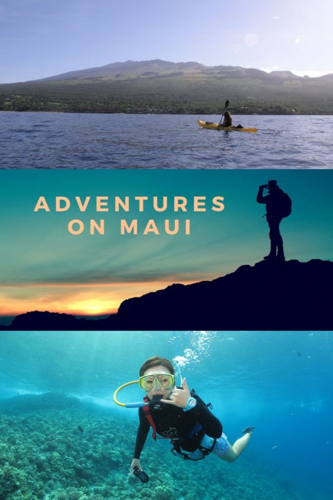 Adventures on Maui: in front of you are surfers, stand-up paddlers, a wide blue ocean with a catamaran heading for Lanai. You see a giant whale breach and splash down. You smile wide, you finally know why Maui is the best, Maui no ka 'oi.