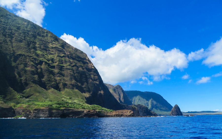 Tall rugged cliffs of the north coast of Molokai