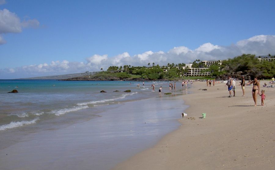 White sand at Hapuna Beach, Big Island, Hawaii.