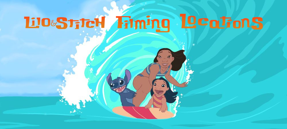 Lilo and her older sister Nani with Stitch. surfing in a barrel wave - Lilo & Stitch Filming Locations