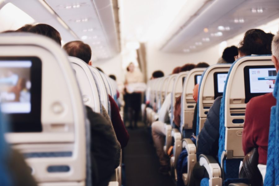 People sitting inside the plane