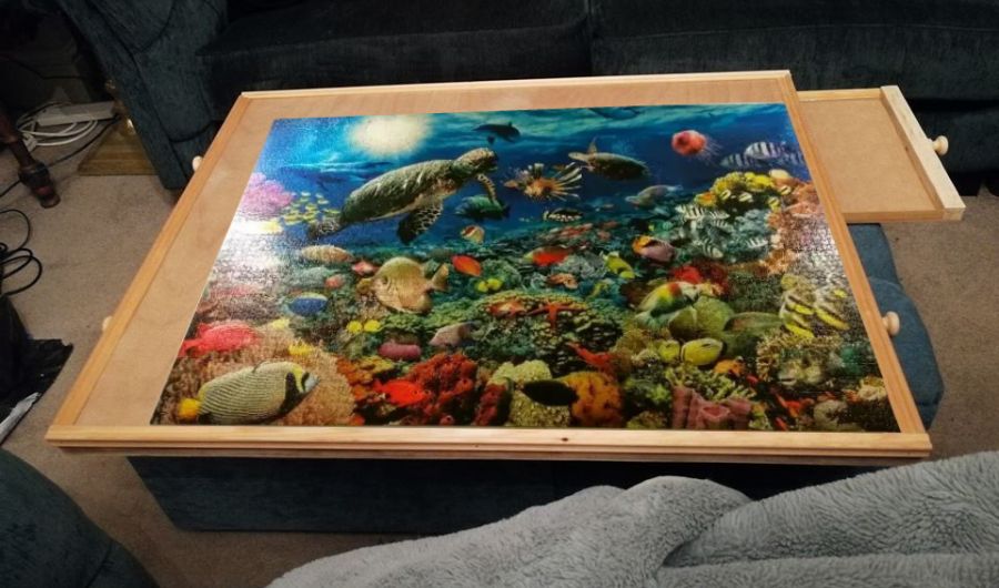 Hawaiian puzzle on a puzzle board.