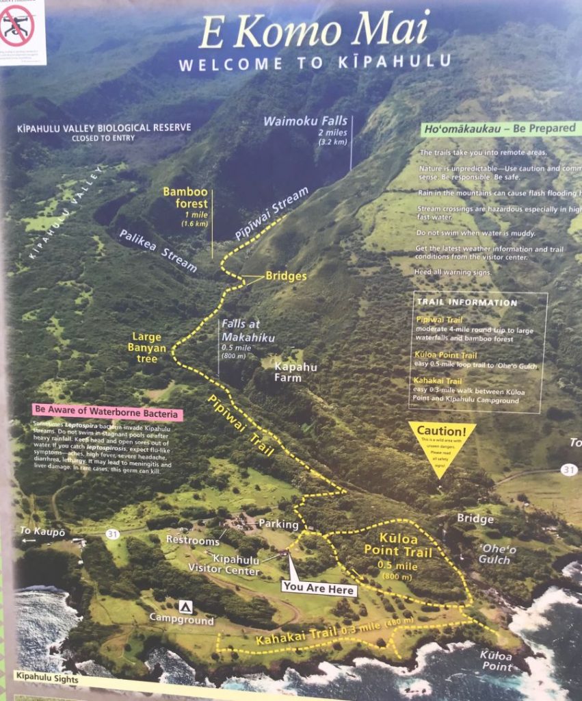 The map of the Pipiwai Trail, Maui.
