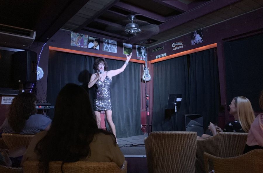 A performer on the scene of Trees Lounge - a nightlife spot in Kauai.