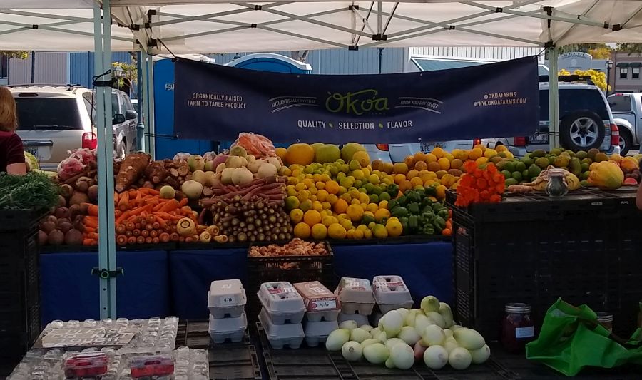 Oko'a Farms produce stand at Saturday Upcountry Farmers Market.