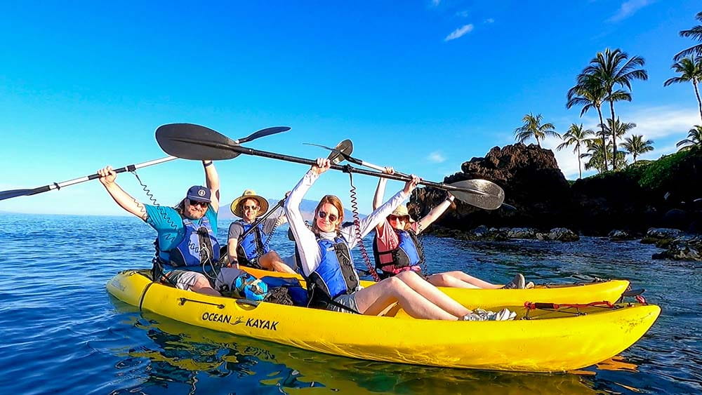 Calm morning waters at Makena Bay perfect for beginner kayaking in Maui