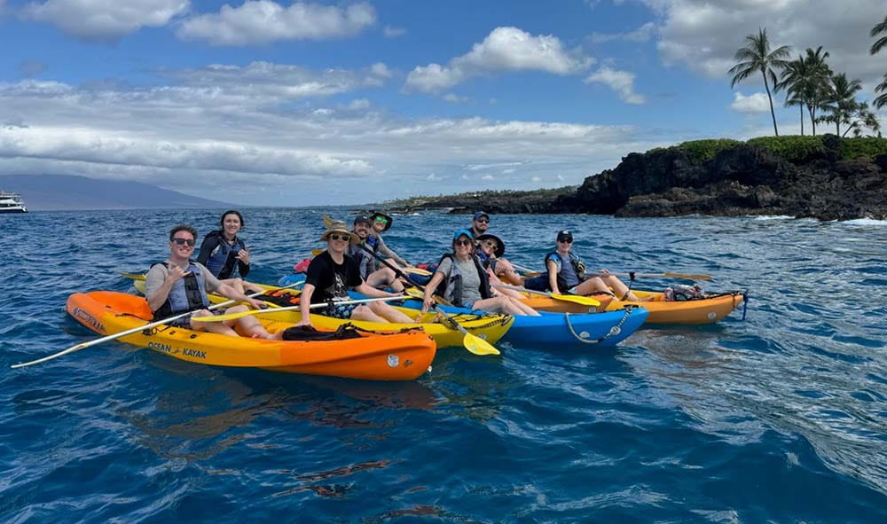 Clear water over Olowalu Reef reveals coral and marine life below