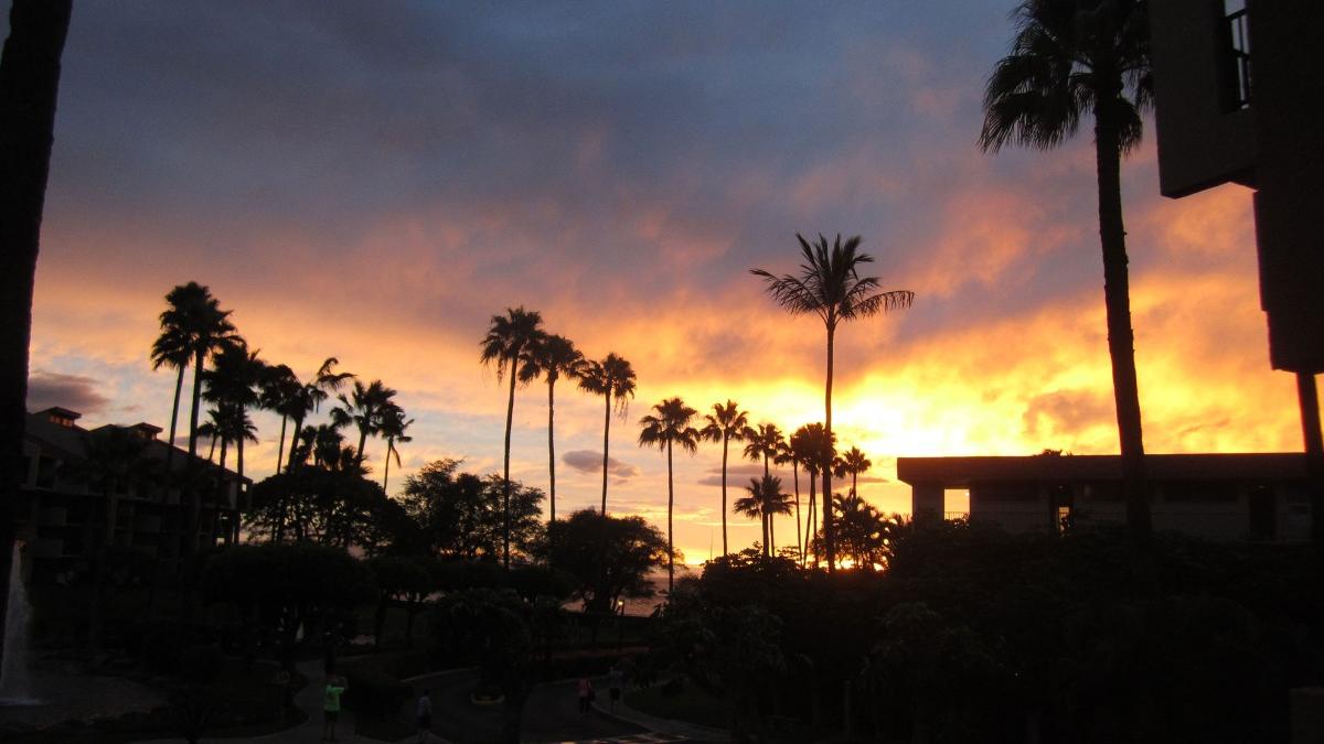 From our condo and lanai you'll enjoy gorgeous sunsets plus the view of fountains and gardens