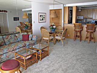 Living/Dining area of condo 1009 looking in from the lanai