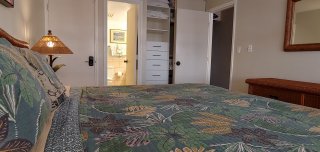 Enjoy curling up on your king size bed at the end of the evening.  Your private ensuite bathroom with shower. Shower head is 6'2" high., Closet has lockable safe, full size ironing board and iron.