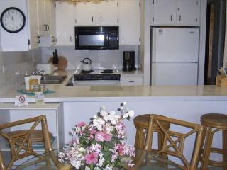 Bar seating area with kitchen