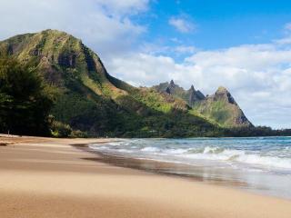 The famous Tunnels beach is set on Hanaley the north coast of Kauai