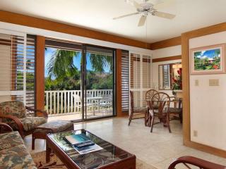 Kiahuna Plantation 38-303: Living, Dining and Lanai facing the World famous rare Cactus Moir Garden